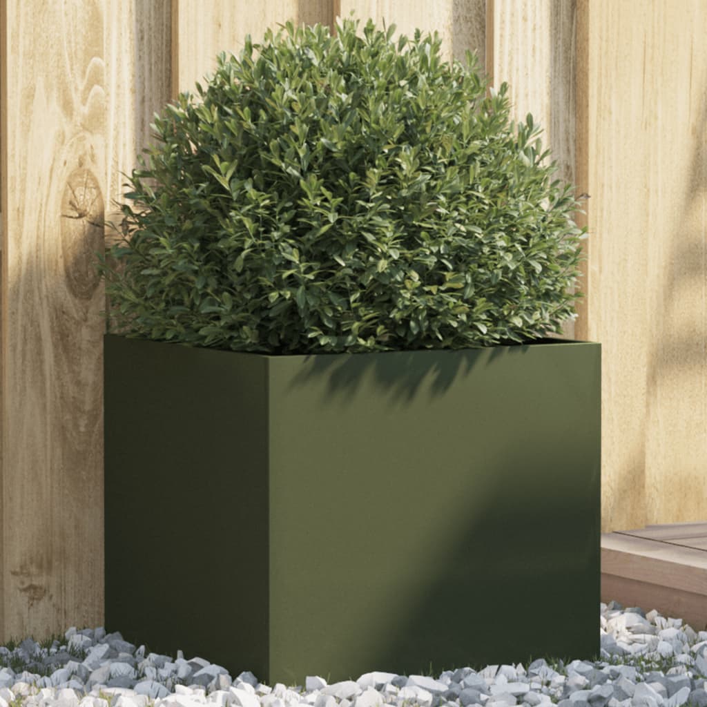 Plantenbak 42x40x39 cm koudgewalst staal olijfgroen 1 42 x 40 x 39 cm Groen