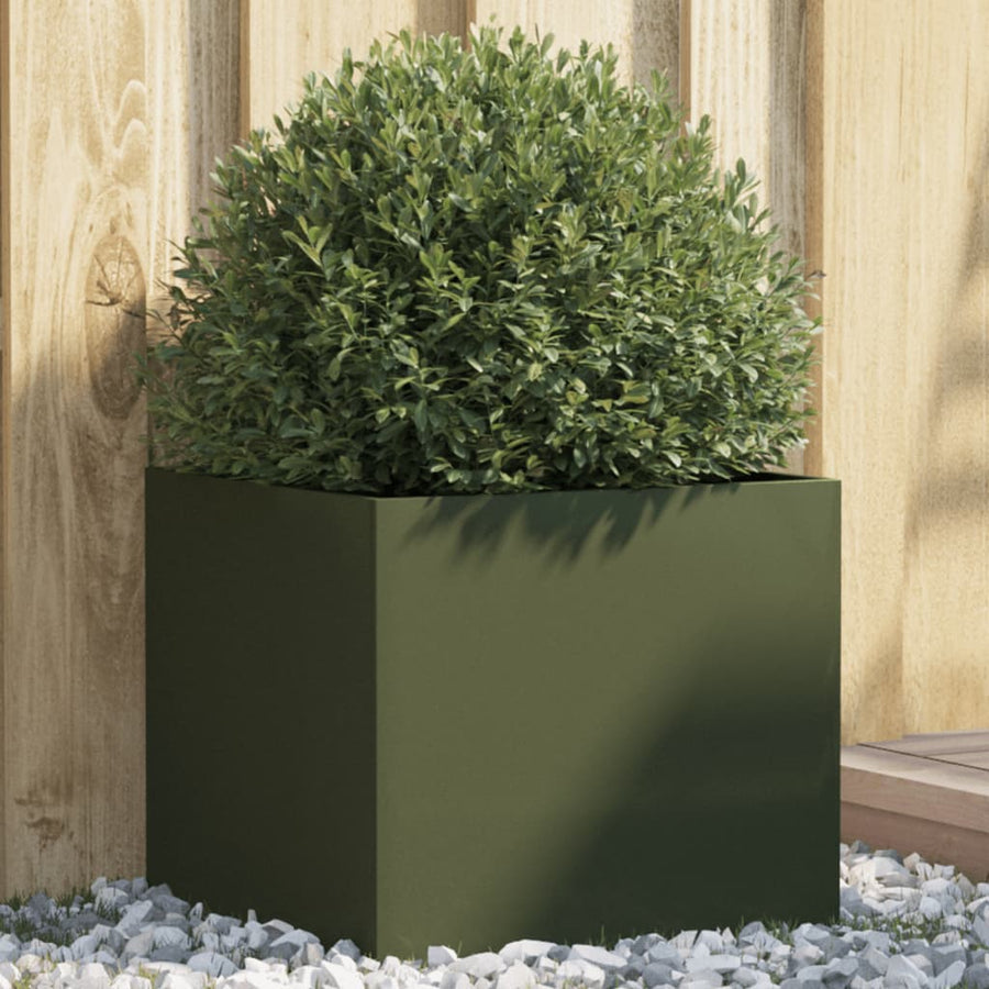 Plantenbak 42x40x39 cm koudgewalst staal olijfgroen 1 42 x 40 x 39 cm Groen