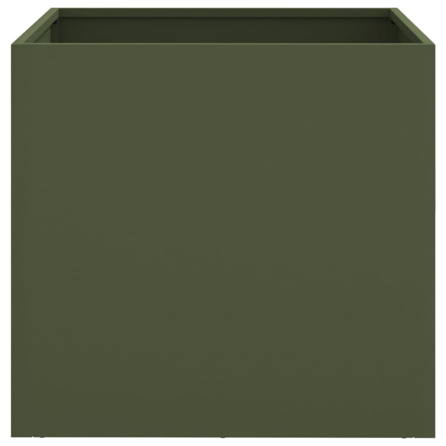 Plantenbakken 2 st 42x40x39 cm koudgewalst staal olijfgroen 2 42 x 40 x 39 cm Groen