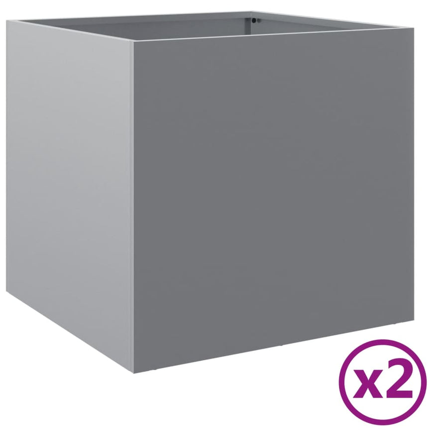 Plantenbakken 2 st 42x40x39 cm gegalvaniseerd staal zilverkleur 2 42 x 40 x 39 cm Zilvergrijs