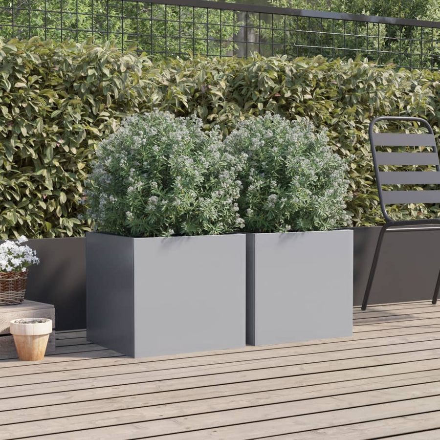 Plantenbakken 2 st 42x40x39 cm gegalvaniseerd staal zilverkleur 2 42 x 40 x 39 cm Zilvergrijs