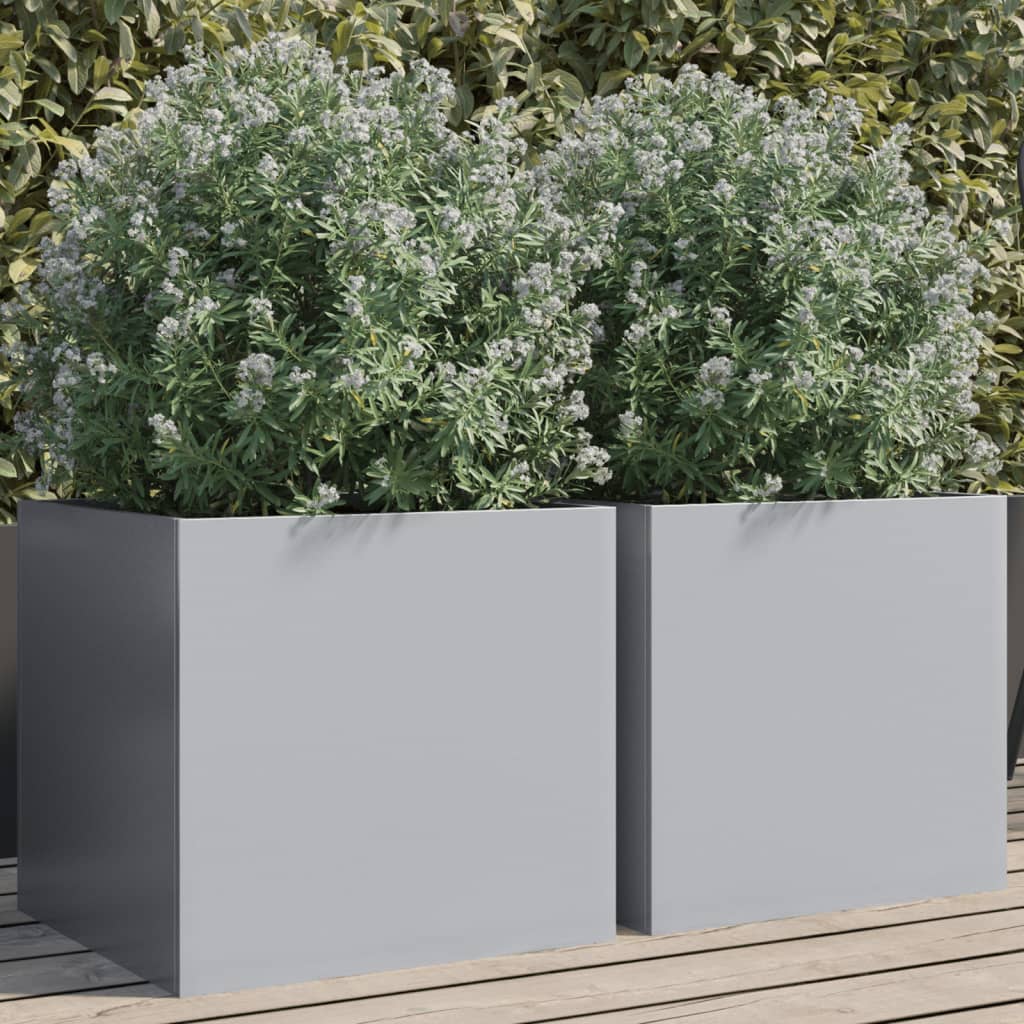 Plantenbakken 2 st 42x40x39 cm gegalvaniseerd staal zilverkleur 2 42 x 40 x 39 cm Zilvergrijs