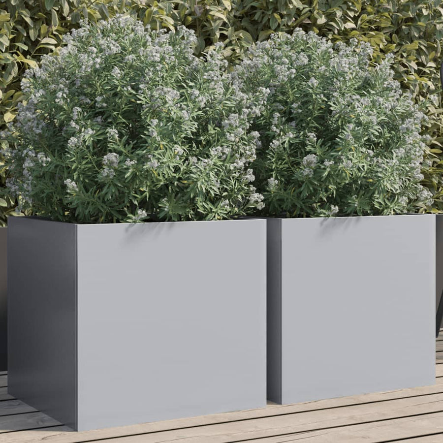 Plantenbakken 2 st 42x40x39 cm gegalvaniseerd staal zilverkleur 2 42 x 40 x 39 cm Zilvergrijs