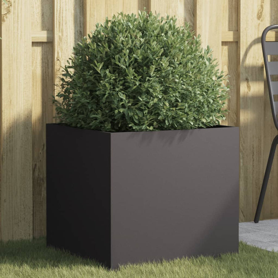 Plantenbak 49x47x46 cm koudgewalst staal zwart 1 49 x 47 x 46 cm Zwart
