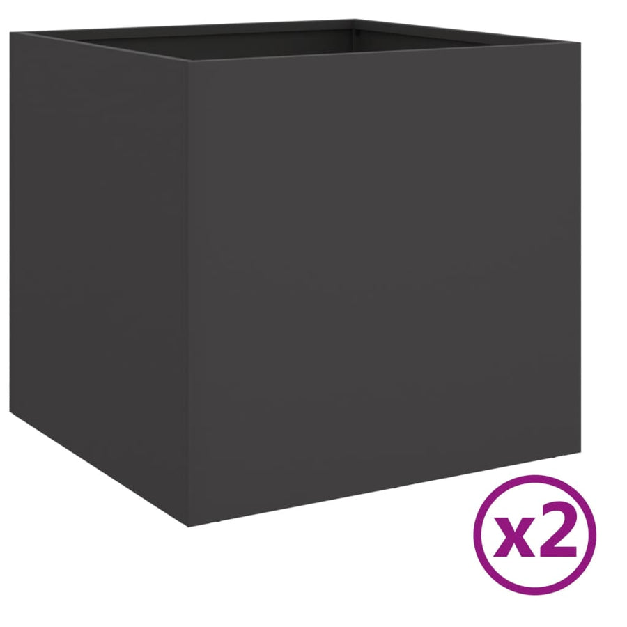 Plantenbakken 2 st 49x47x46 cm koudgewalst staal zwart 2 49 x 47 x 46 cm Zwart
