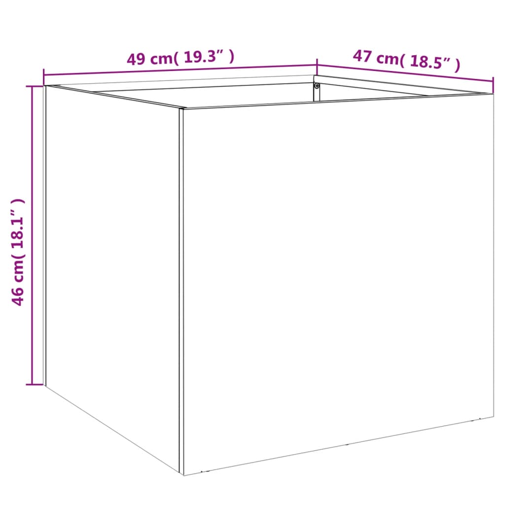 Plantenbakken 2 st 49x47x46 cm koudgewalst staal zwart 2 49 x 47 x 46 cm Zwart