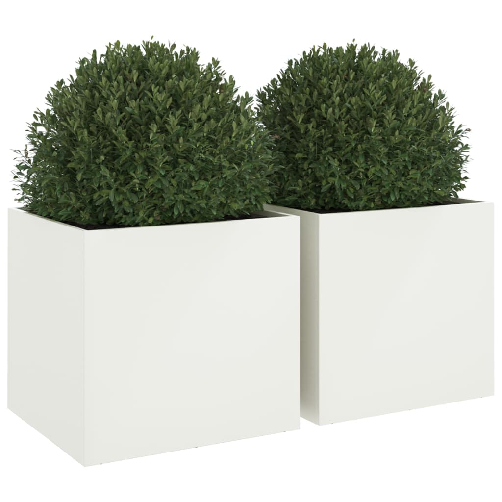Plantenbakken Koudgewalst Staal 2 49 x 47 x 46 cm Wit