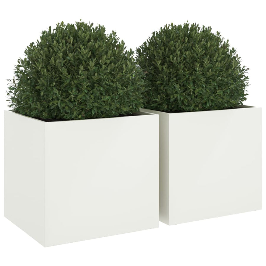 Plantenbakken Koudgewalst Staal 2 49 x 47 x 46 cm Wit