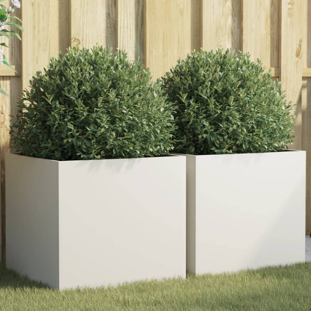 Plantenbakken Koudgewalst Staal 2 49 x 47 x 46 cm Wit