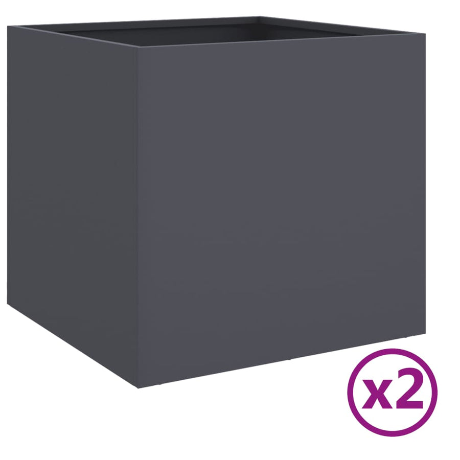 Plantenbakken 2 st 49x47x46 cm koudgewalst staal antracietkleur 2 49 x 47 x 46 cm Antraciet