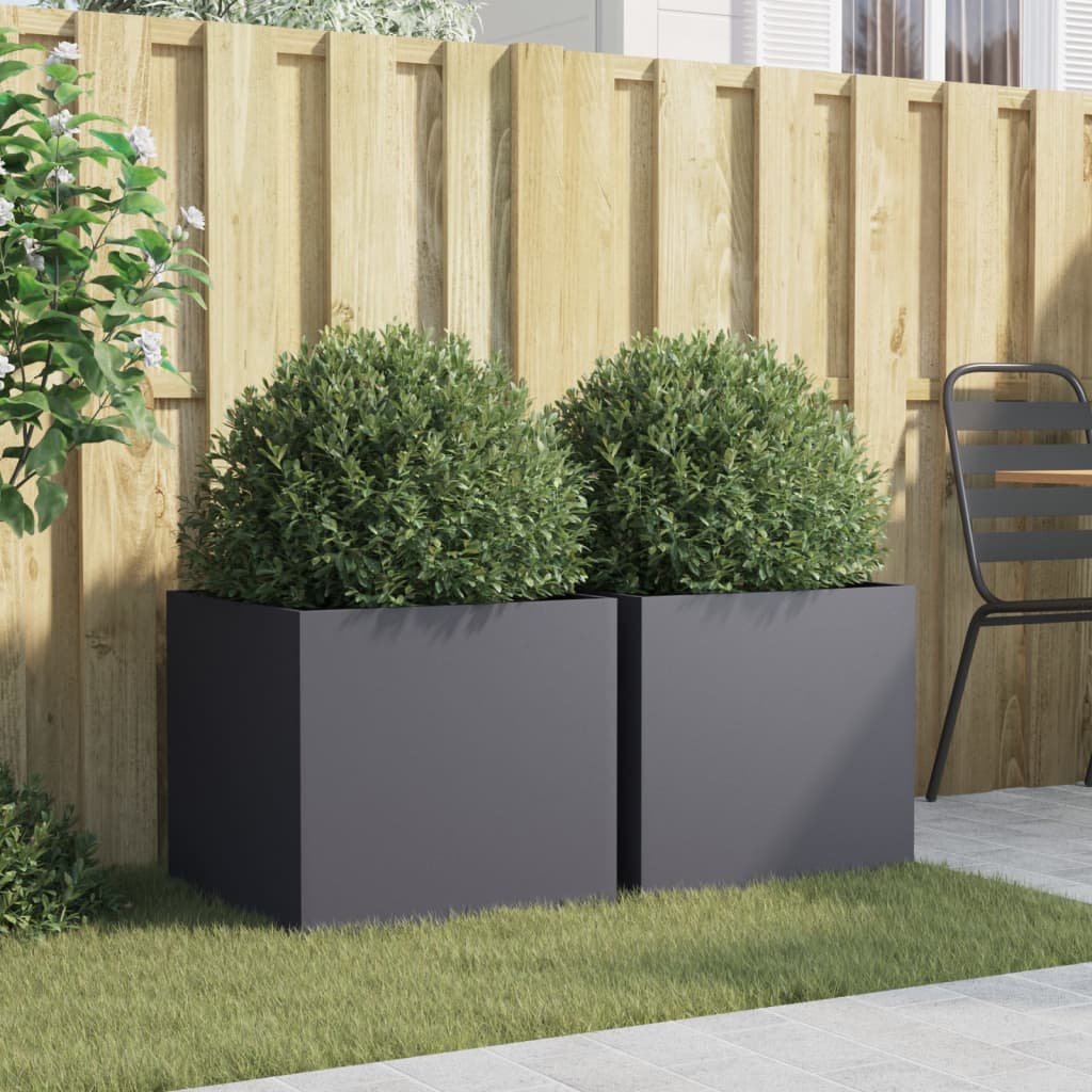 Plantenbakken 2 st 49x47x46 cm koudgewalst staal antracietkleur 2 49 x 47 x 46 cm Antraciet