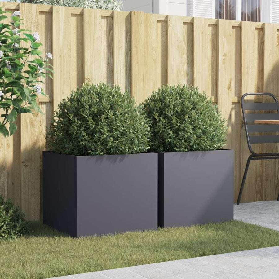 Plantenbakken 2 st 49x47x46 cm koudgewalst staal antracietkleur 2 49 x 47 x 46 cm Antraciet
