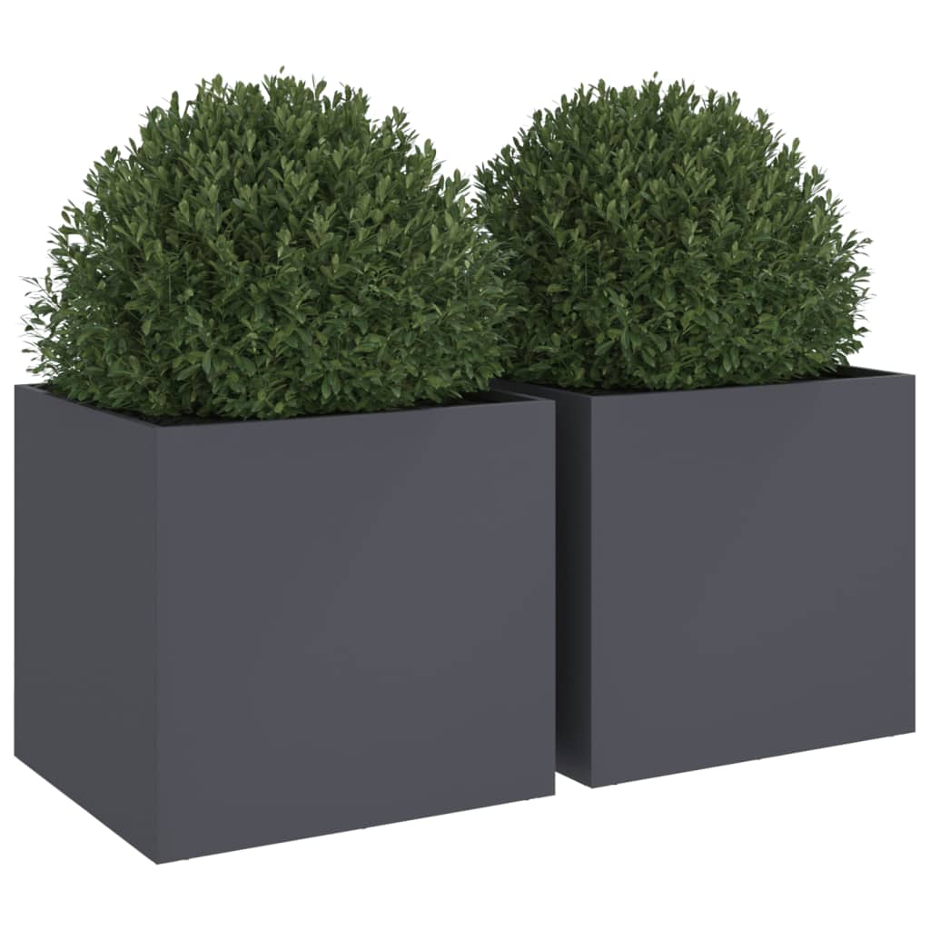 Plantenbakken 2 st 49x47x46 cm koudgewalst staal antracietkleur 2 49 x 47 x 46 cm Antraciet
