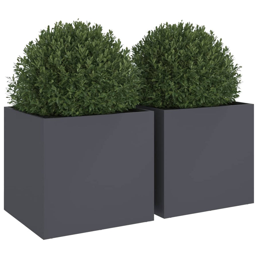 Plantenbakken 2 st 49x47x46 cm koudgewalst staal antracietkleur 2 49 x 47 x 46 cm Antraciet