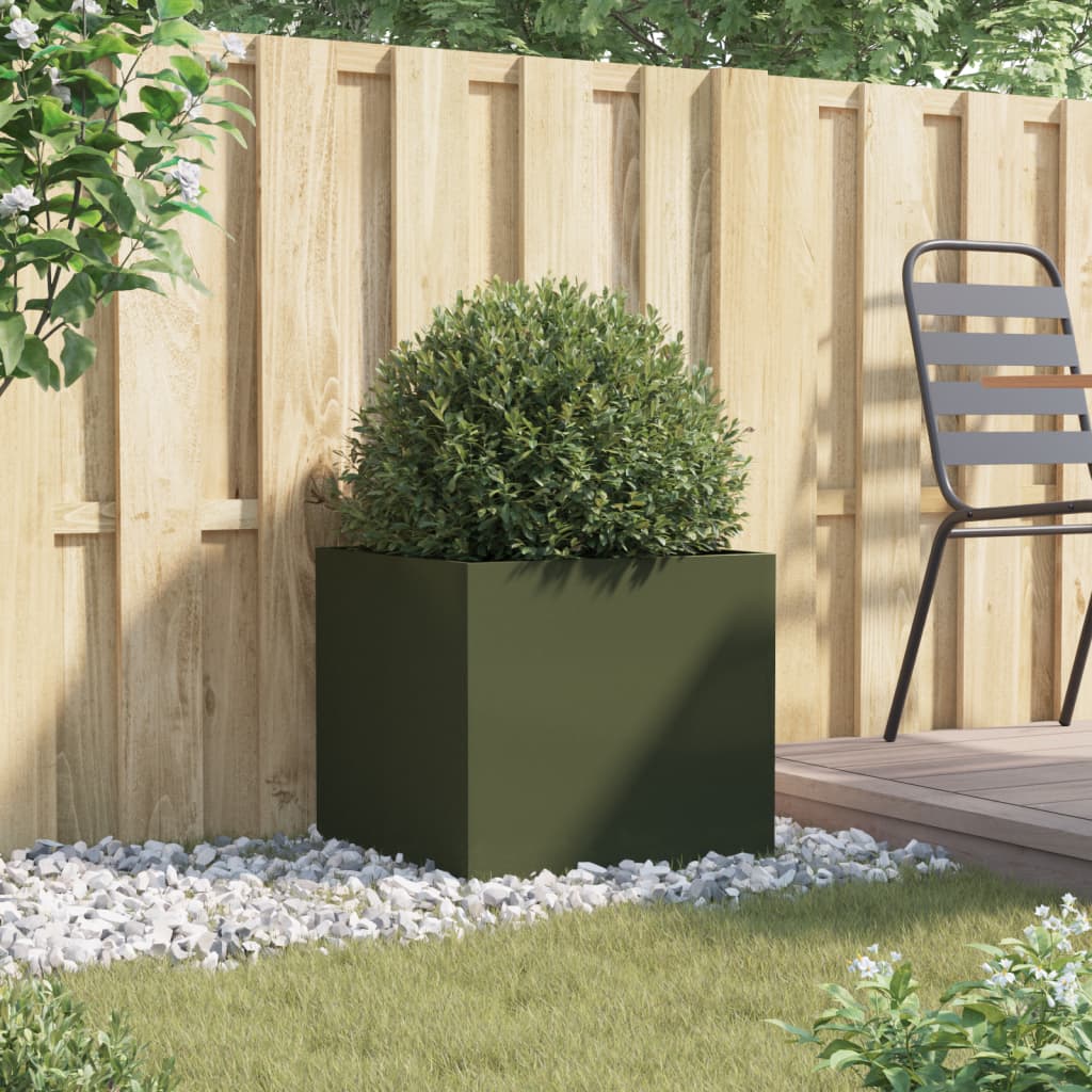 Plantenbak 49x47x46 cm koudgewalst staal olijfgroen 1 49 x 47 x 46 cm Groen