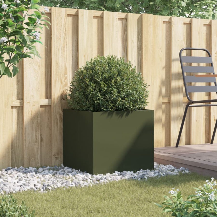 Plantenbak 49x47x46 cm koudgewalst staal olijfgroen 1 49 x 47 x 46 cm Groen