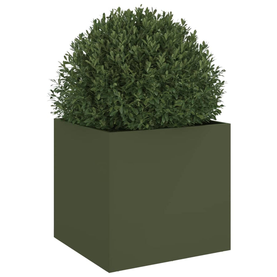Plantenbak 49x47x46 cm koudgewalst staal olijfgroen 1 49 x 47 x 46 cm Groen
