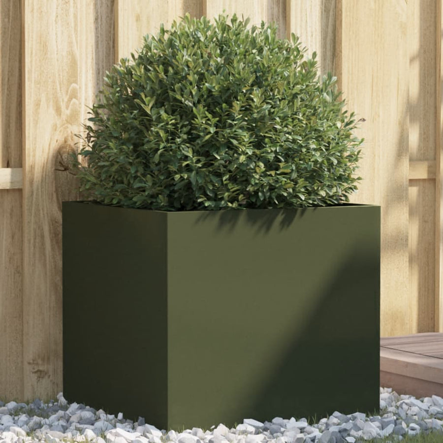 Plantenbak 49x47x46 cm koudgewalst staal olijfgroen 1 49 x 47 x 46 cm Groen