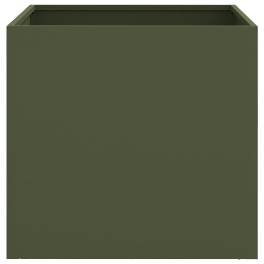 Plantenbakken 2 st 49x47x46 cm koudgewalst staal olijfgroen 2 49 x 47 x 46 cm Groen