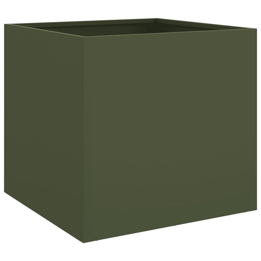 Plantenbakken 2 st 49x47x46 cm koudgewalst staal olijfgroen 2 49 x 47 x 46 cm Groen