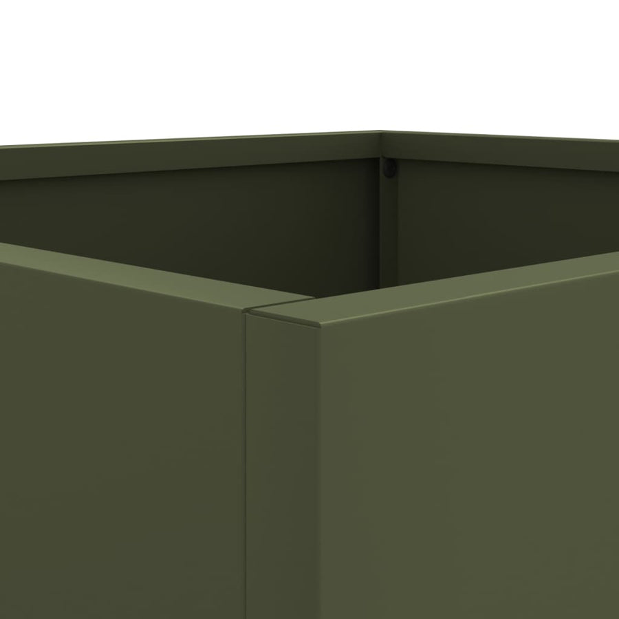Plantenbakken 2 st 49x47x46 cm koudgewalst staal olijfgroen 2 49 x 47 x 46 cm Groen