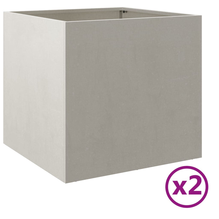 Plantenbakken 2 st 49x47x46 cm roestvrij staal zilverkleurig 2 49 x 47 x 46 cm Zilver