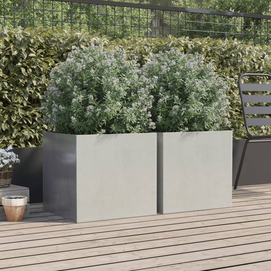 Plantenbakken 2 st 49x47x46 cm roestvrij staal zilverkleurig 2 49 x 47 x 46 cm Zilver