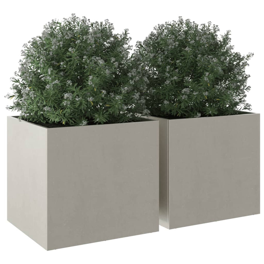 Plantenbakken 2 st 49x47x46 cm roestvrij staal zilverkleurig 2 49 x 47 x 46 cm Zilver