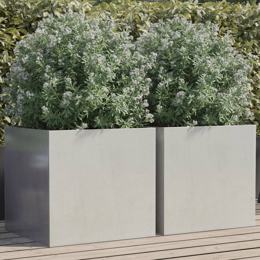 Plantenbakken 2 st 49x47x46 cm roestvrij staal zilverkleurig 2 49 x 47 x 46 cm Zilver