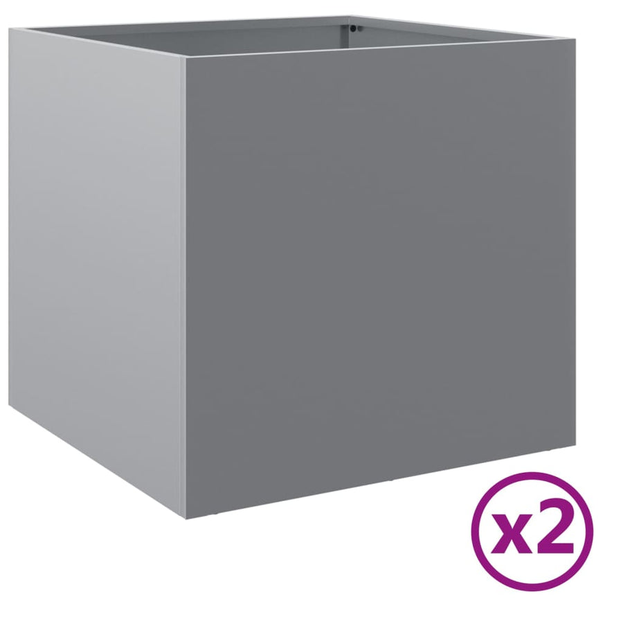 Plantenbakken 2 st 49x47x46 cm gegalvaniseerd staal zilverkleur 2 49 x 47 x 46 cm Zilvergrijs