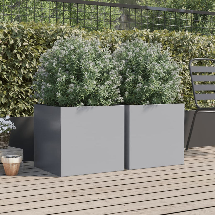 Plantenbakken 2 st 49x47x46 cm gegalvaniseerd staal zilverkleur 2 49 x 47 x 46 cm Zilvergrijs