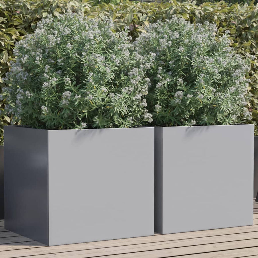 Plantenbakken 2 st 49x47x46 cm gegalvaniseerd staal zilverkleur 2 49 x 47 x 46 cm Zilvergrijs