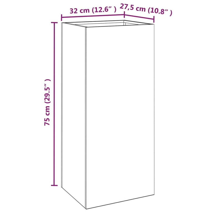 Plantenbak 32x27,5x75 cm koudgewalst staal wit 1 32 x 27.5 x 75 cm Wit