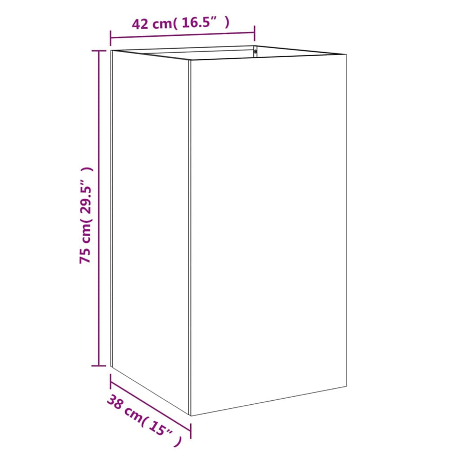 Plantenbak 42x38x75 cm koudgewalst staal wit 1 42 x 38 x 75 cm Wit