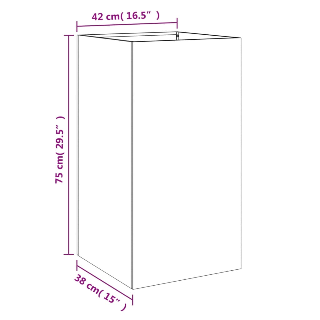 Plantenbak 42x38x75 cm koudgewalst staal antracietkleurig 1 42 x 38 x 75 cm Antraciet
