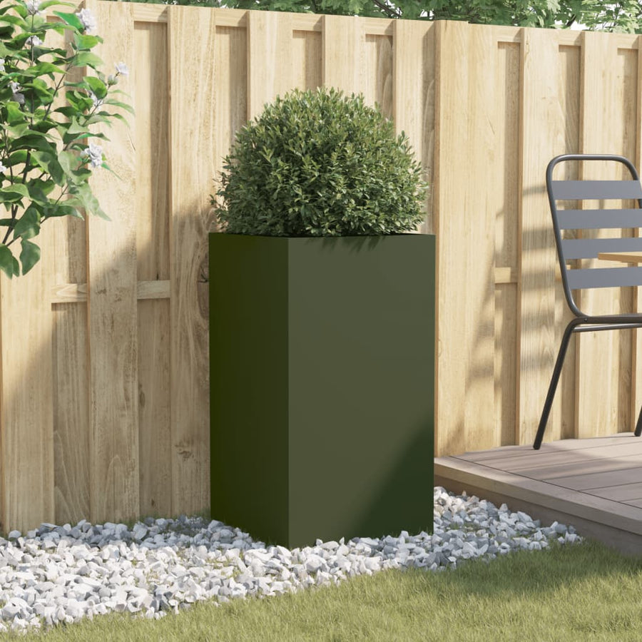 Plantenbak 42x38x75 cm koudgewalst staal olijfgroen 1 42 x 38 x 75 cm Groen