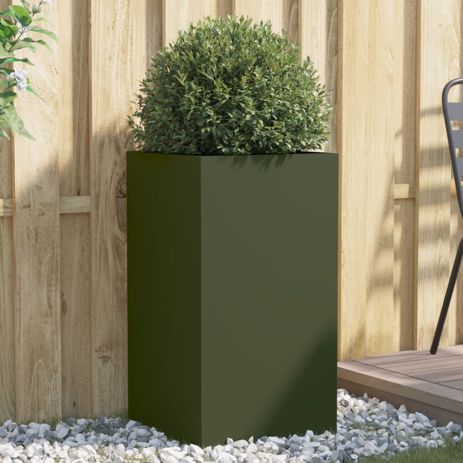 Plantenbak 42x38x75 cm koudgewalst staal olijfgroen 1 42 x 38 x 75 cm Groen