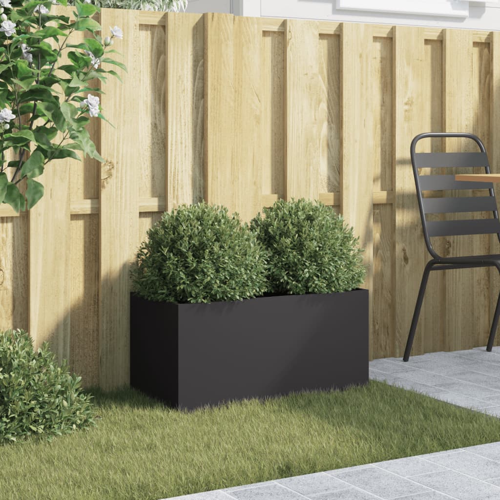 Plantenbak 62x30x29 cm koudgewalst staal zwart 1 62 x 30 x 29 cm Zwart