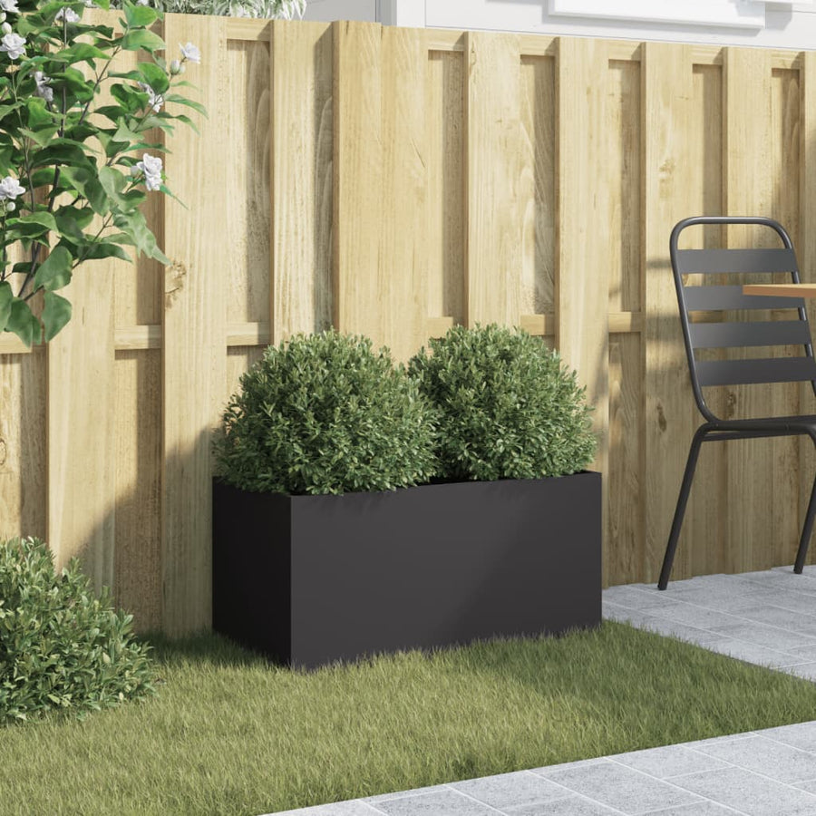 Plantenbak 62x30x29 cm koudgewalst staal zwart 1 62 x 30 x 29 cm Zwart