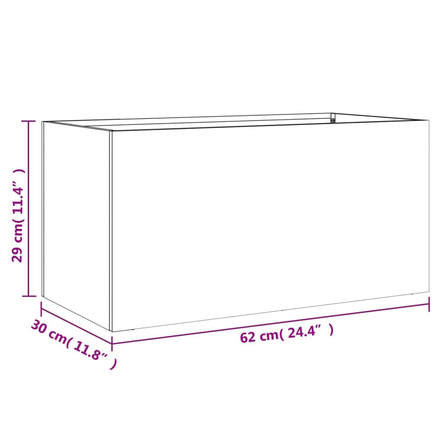 Plantenbak 62x30x29 cm koudgewalst staal zwart 1 62 x 30 x 29 cm Zwart