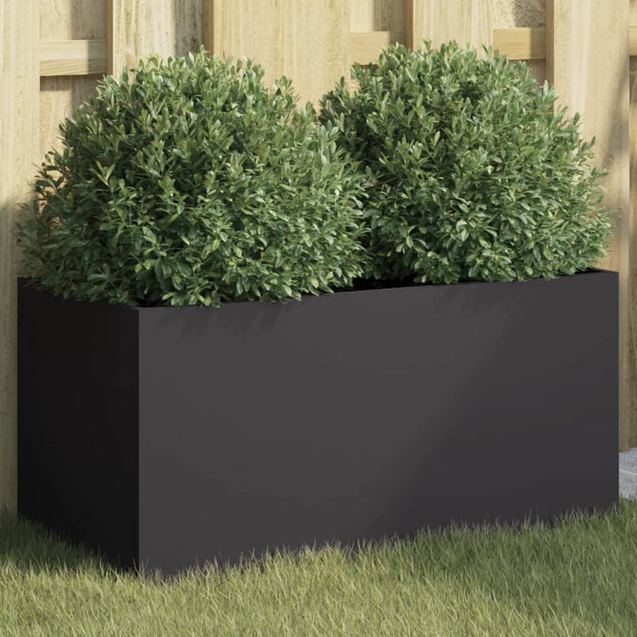 Plantenbak 62x30x29 cm koudgewalst staal zwart 1 62 x 30 x 29 cm Zwart