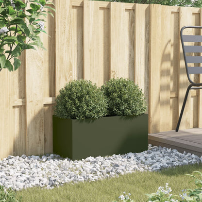 Plantenbak 62x30x29 cm koudgewalst staal olijfgroen 1 62 x 30 x 29 cm Groen