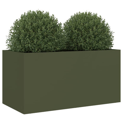 Plantenbak 62x30x29 cm koudgewalst staal olijfgroen 1 62 x 30 x 29 cm Groen