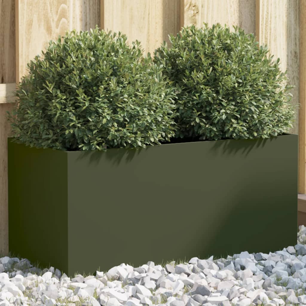 Plantenbak 62x30x29 cm koudgewalst staal olijfgroen 1 62 x 30 x 29 cm Groen