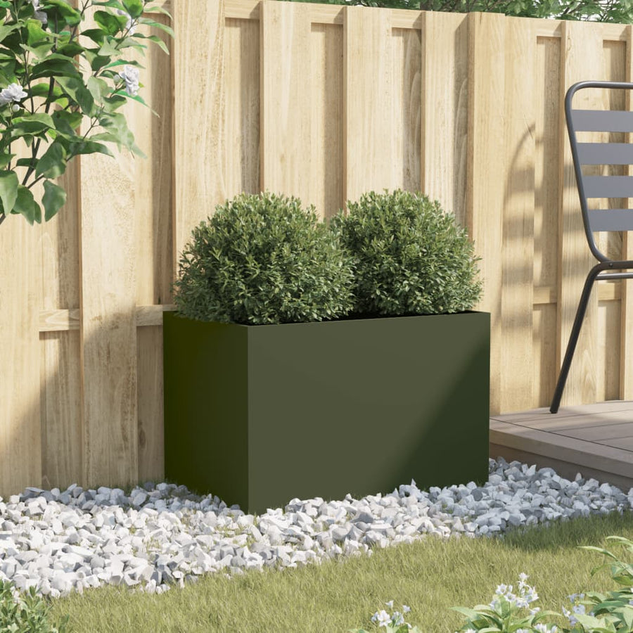Plantenbak 62x40x39 cm koudgewalst staal olijfgroen 1 62 x 40 x 39 cm Groen