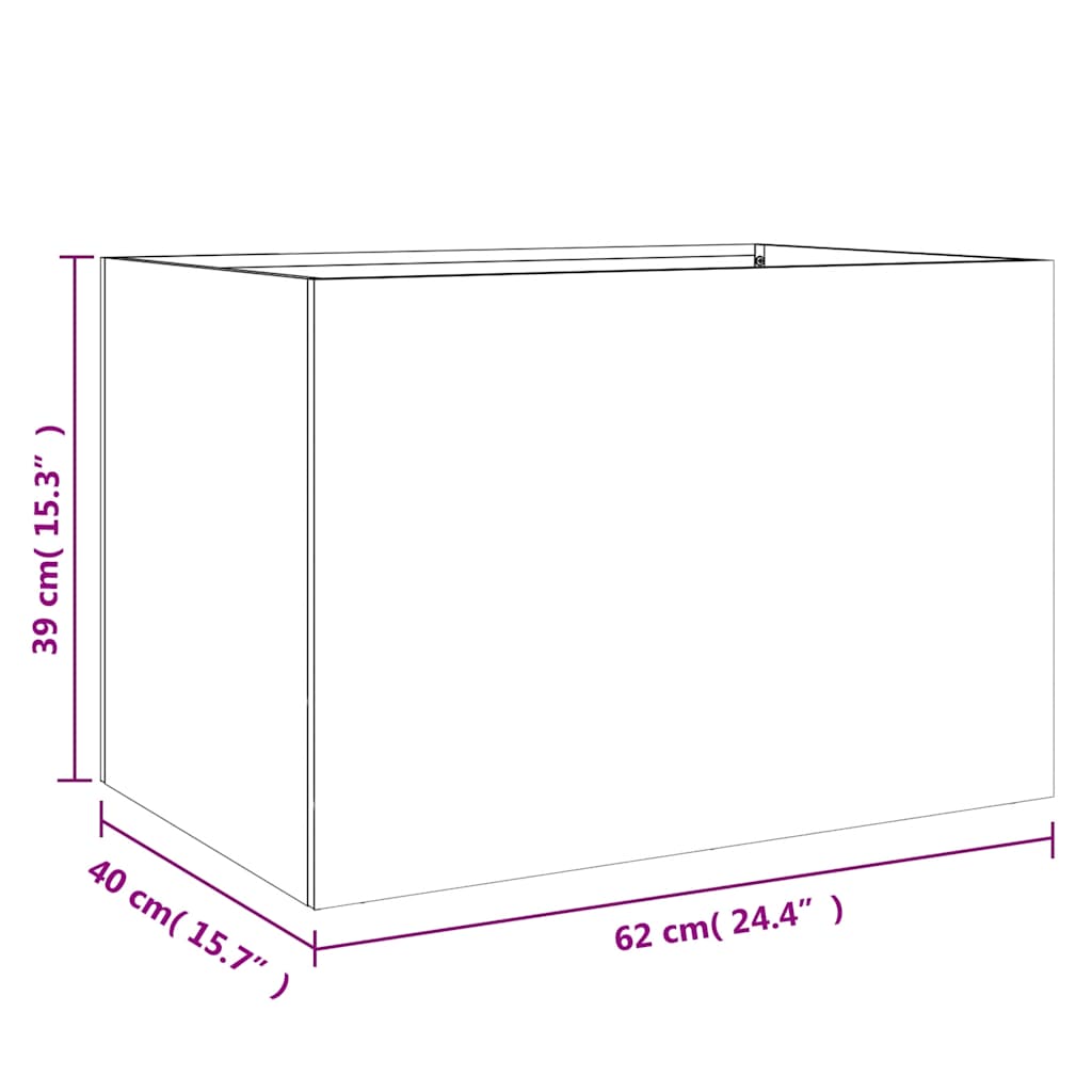 Plantenbak 62X40X39 Cm Roestvrij Staal Zilverkleurig