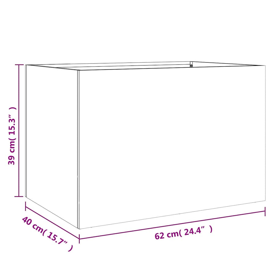 Plantenbak 62X40X39 Cm Roestvrij Staal Zilverkleurig
