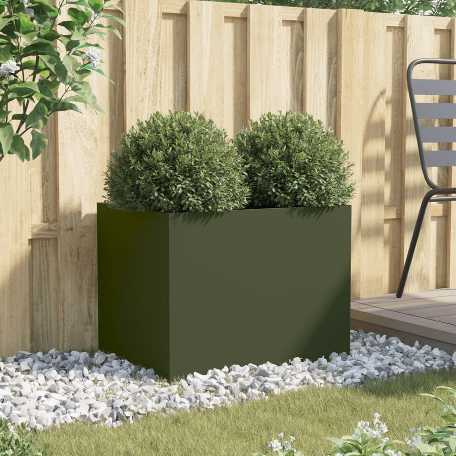 Plantenbak 62x47x46 cm koudgewalst staal olijfgroen 1 62 x 47 x 46 cm Groen