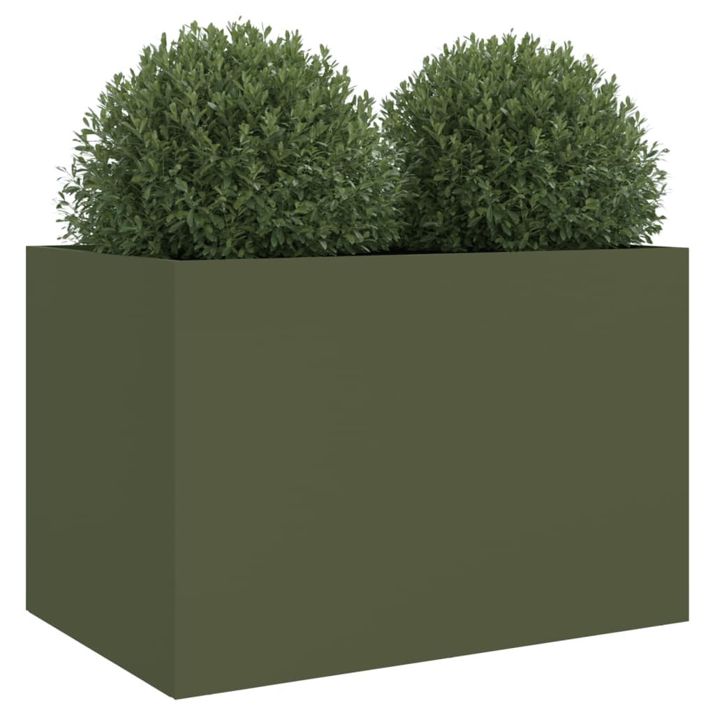 Plantenbak 62x47x46 cm koudgewalst staal olijfgroen 1 62 x 47 x 46 cm Groen