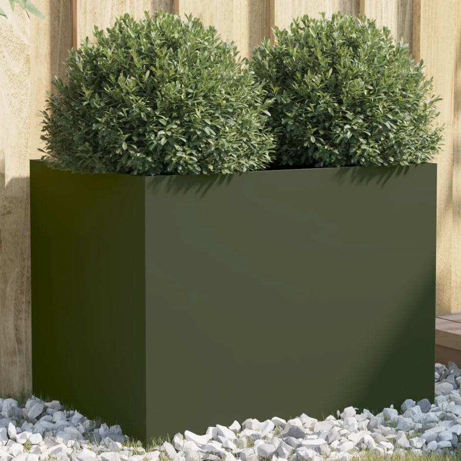 Plantenbak 62x47x46 cm koudgewalst staal olijfgroen 1 62 x 47 x 46 cm Groen